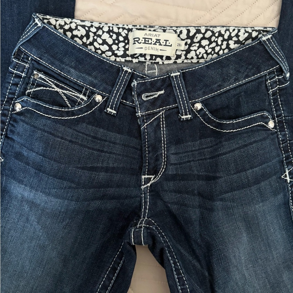 Ariat Dark Blue Boot Cut Jeans with Embroidered Pocket - Picture 3 of 3